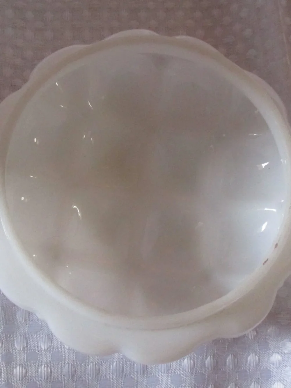 Consolidated Glass Hand Painted White w/Green Ivy Quilted Milk Glass Biscuit Jar